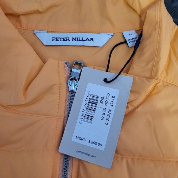 Peter Millar Golf Crown Elite Light Golden Ray Orange Puffer Vest Sz L MSRP $200 - Picture 7 of 7